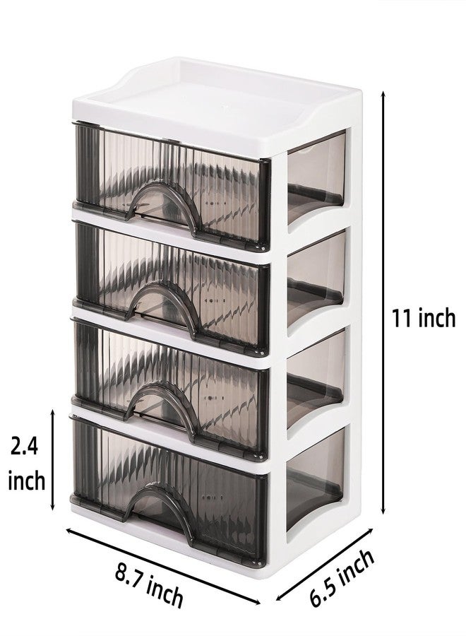 WRINGKIT Desk Organizer with 4 Drawers, Plastic Desk Storage Box, Desktop Storage Unit for Office Home Art Supplies, Bathroom, Countertop, Study, Makeup Stationary Organizer - Image 2